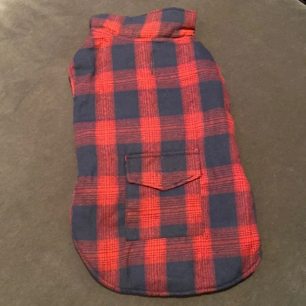 Kouser British Style Red Plaid Winter Dog Coat Jacket Reversible Size L NEW